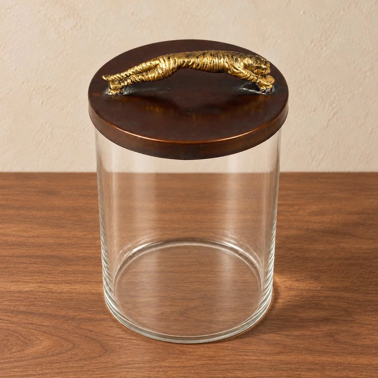 Frasco de Vidro com Jaguar Dourado — imagem 1 de 3